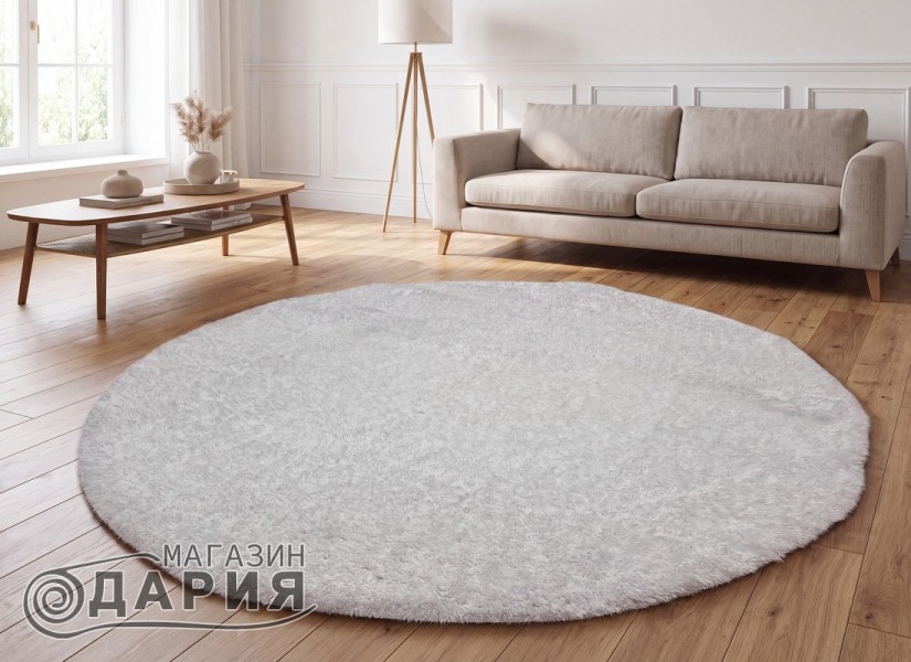 Тъкан килим 3D SHAGGY GRANDE white КРЪГ